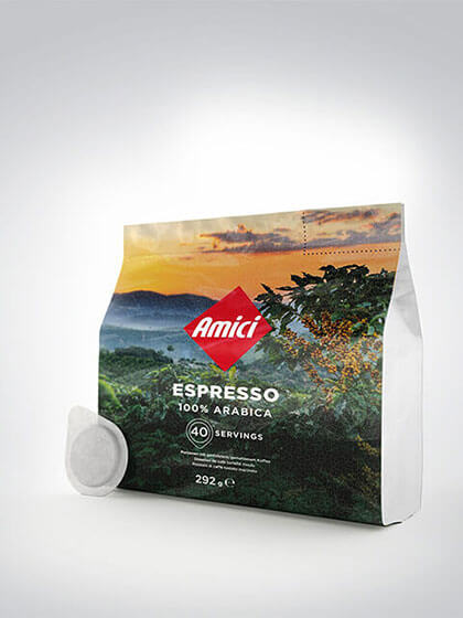 Amici Espresso Verpackung mit 100% Arabica-Bohnen für 40 Portionen, 292 g