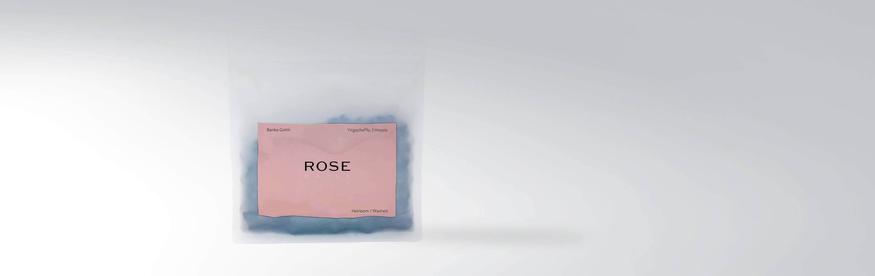 Verpackung von Rose Daily Kaffee, Typ Yirgacheffe aus Äthiopien, Sorte Banko Gotiti
