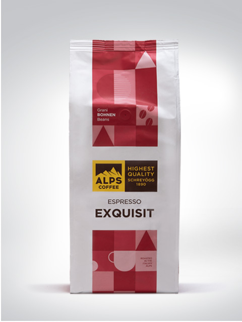 Verpackung von Alps Coffee Espresso Exquisit Kaffeebohnen