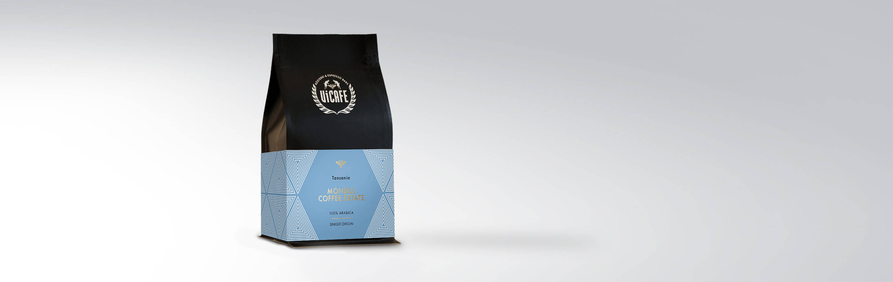 Verpackung von Tansania Mondul Coffee Estate Kaffee, 100% Arabica, Einzelursprung.