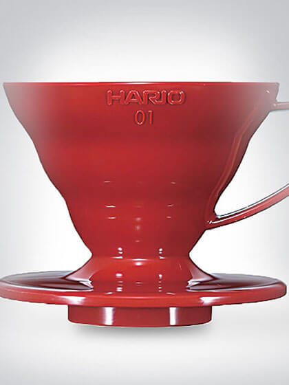 Roter Hario Kaffeefilterhalter aus Keramik, Modell 01