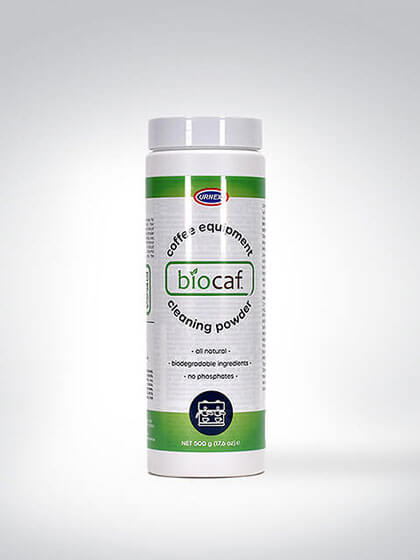 Verpackung von Biocaf Reinigungsgranulat für Kaffeeautomaten, 600g, biologisch abbaubar und phosphatfrei