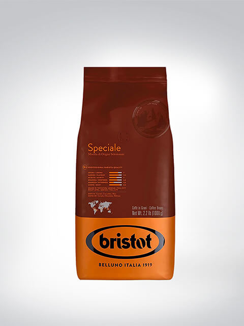 Bristot Speciale Kaffeebohnen in einer 1000g Packung auf weißem Hintergrund