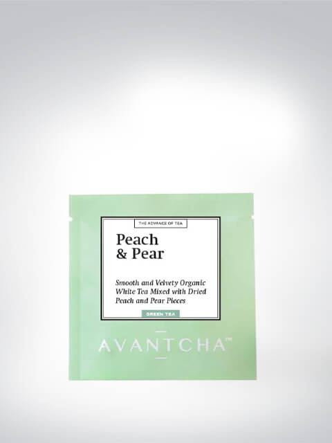 Paket von AVANTCHA Bio Weißtee mit Pfirsich- und Birnenstücken