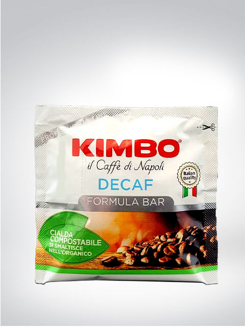 Verpackung der Kimbo Decaf Kaffeeportion mit kompostierbarer Cialda, italienische Qualität