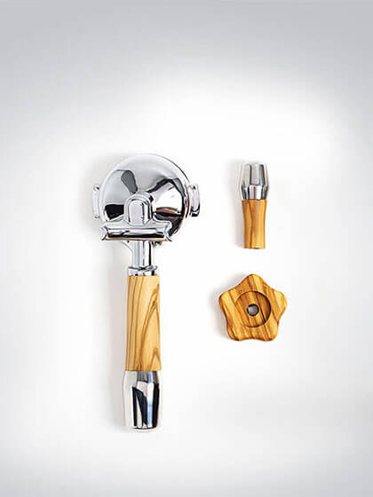 Espresso Siebträger Set mit Holzgriff und Ersatzteilen