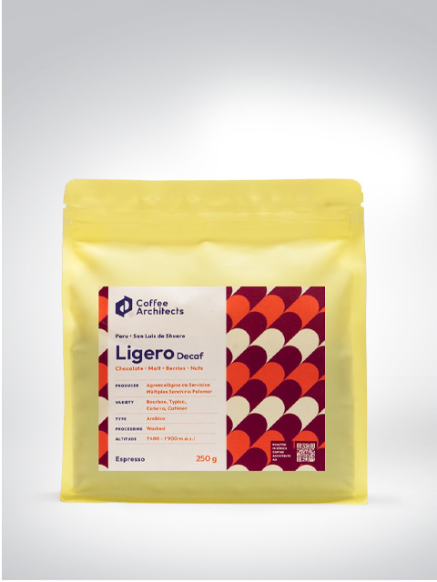 Verpackung des Ligero entkoffeinierten Kaffees von Coffee Architects, 250g