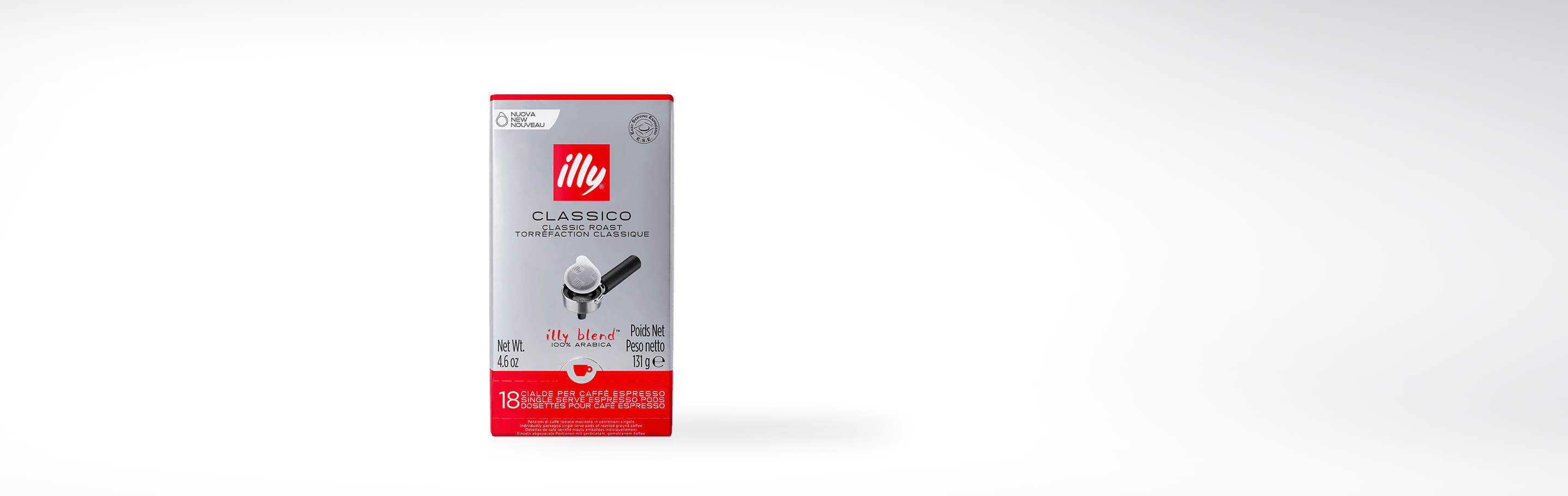 Verpackung von illy Classico Kaffeepads, 18 Stück, 131g, klassische Röstung aus 100% Arabica