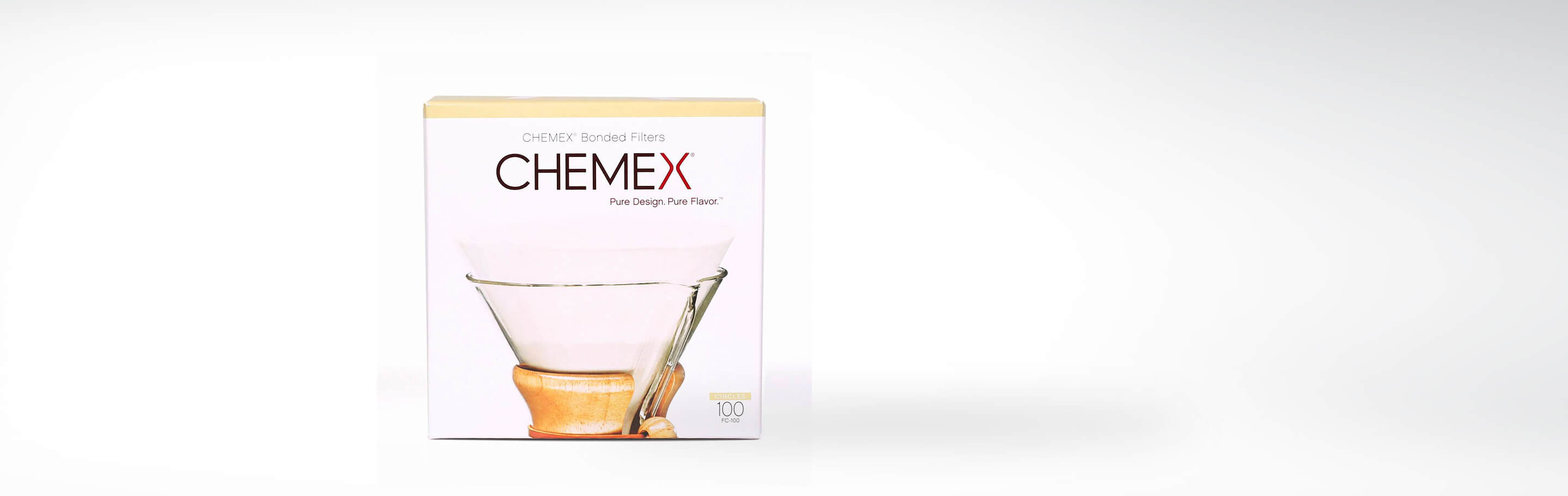 Verpackung der Chemex Kaffeefilter mit 100 Stück, purem Design und Geschmack