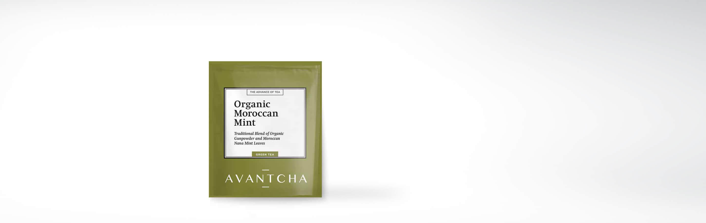 Verpackung des Bio-Minztee aus Marokko von Avantcha, traditioneller Blend aus Bio-Gunpowder und marokkanischen Nana-Minze-Blättern