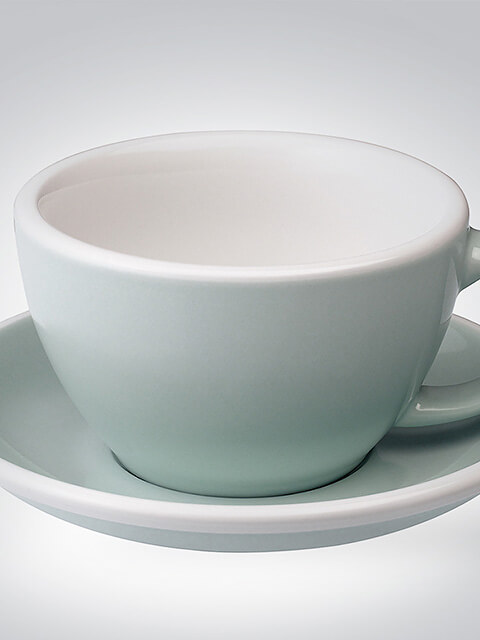 Keramiktasse mit Unterteller, Farbe Mintgrün