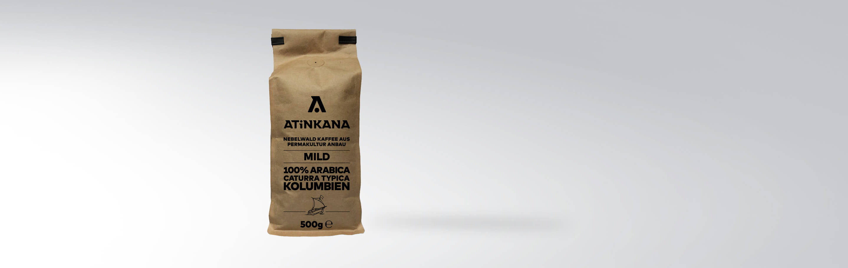 Verpackung von Atinkana Nebelwald Kaffee Mild, 100% Arabica aus Permakulturanbau in Kolumbien, 500g