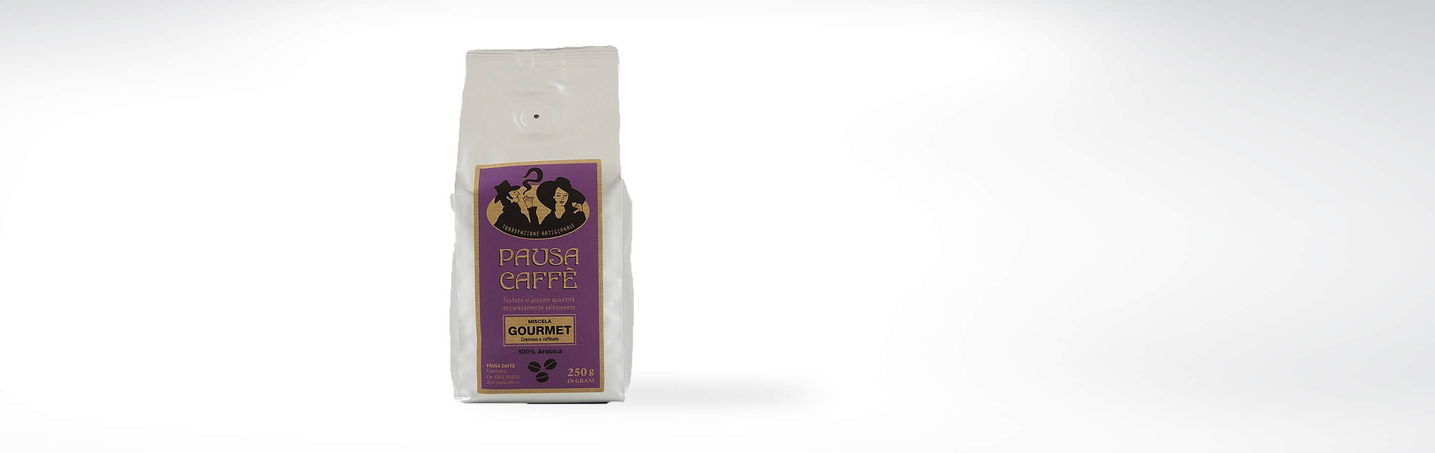 Pausa Caffè Gourmet Kaffee in 250 g Packung, 100% Arabica, mit violettem Etikett