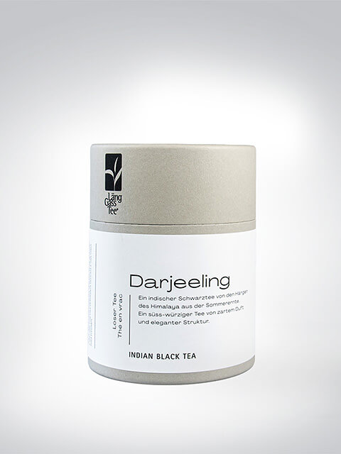 Verpackung von Darjeeling Schwarzem Tee, indisch, mit süß-würzigem Aroma und zartem Duft, 100g