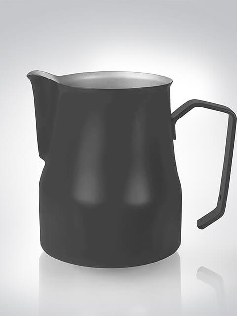 Schwarze Kaffeekanne mit modernem Design und ergonomischem Griff