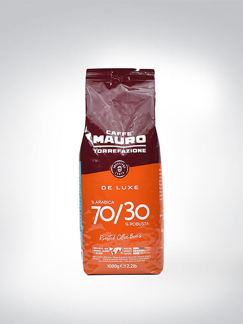 Verpackung von Caffè Mauro DE LUXE Kaffeebohnen mit 70% Arabica und 30% Robusta, 1000g