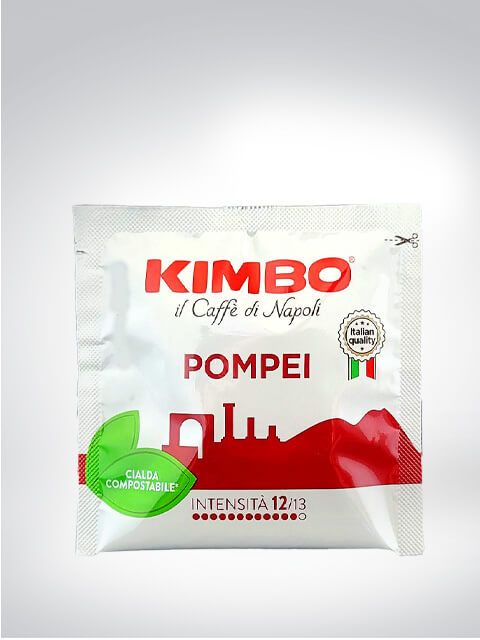 Kimbo il Caffè di Napoli Pompei Espresso Pad mit einer Intensität von 12 aus 13, CIADA kompostierbar, italienische Qualitätssiegel