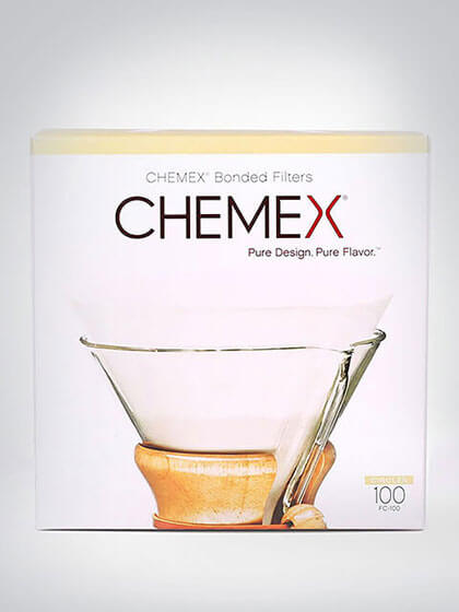 Verpackung von Chemex Kaffeefiltern mit 100 Stück Inhalt