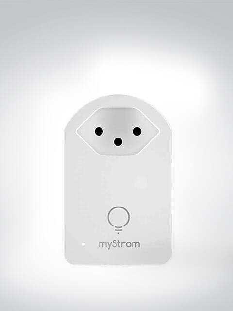 Weiße myStrom Smart Steckdose zur Energieüberwachung und -steuerung