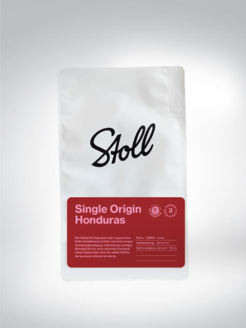 Verpackung von Stoll-Kaffee, Single Origin Honduras, 100% Arabica, mittlere Röstung