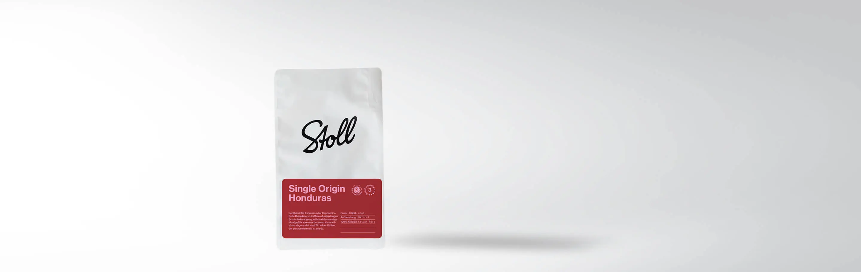 Verpackung von Stoll Kaffee Single Origin Honduras mit rotem Etikett