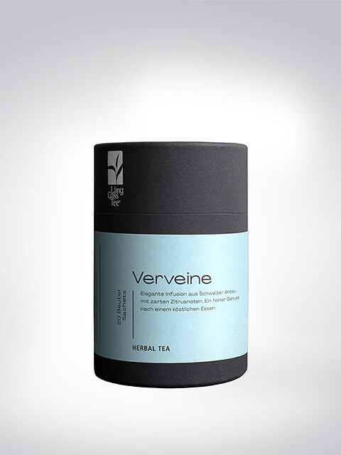 Verpackung von Lang Kräutertee Verveine, elegante Infusion aus Schweizer Anbau, zarte Zitrusnoten, 20 Beutel