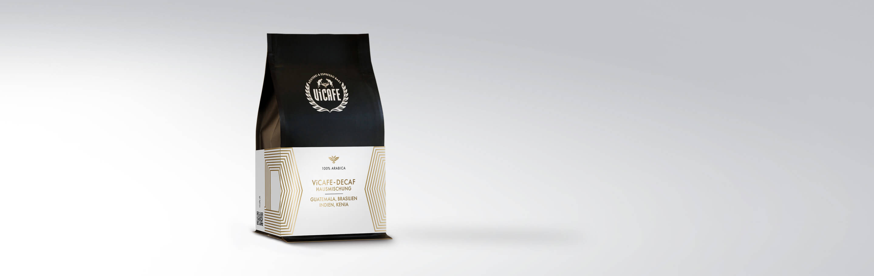 ViCAFE Decaf Hausmischung Kaffee, 100% Arabica, Herkunft aus Guatemala, Brasilien, Indien und Kenia, in schwarzer Verpackung