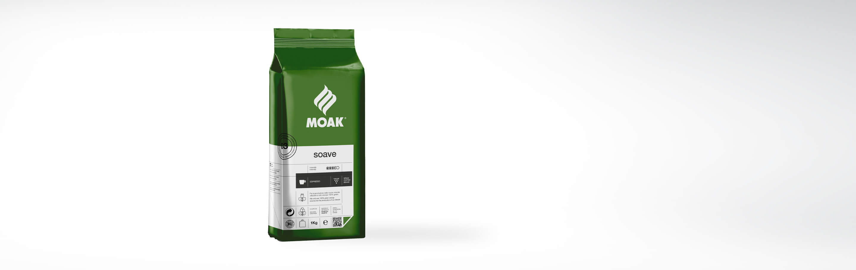 Paket MOAK Soave Kaffeebohnen, 1 kg, grüne Verpackung