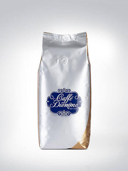 Silberne Verpackung von Caffè Diemme Espresso Kaffeebohnen, 1 kg
